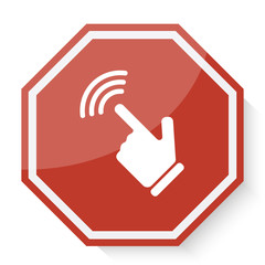 White Touch Screen icon on red stop sign web app