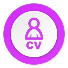 cv violet pink circle 3d modern flat design icon on white background