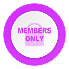 members only violet pink circle 3d modern flat design icon on white background