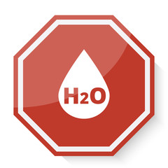 White Water icon on red stop sign web app