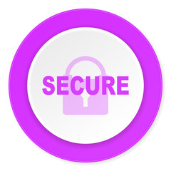 secure violet pink circle 3d modern flat design icon on white background