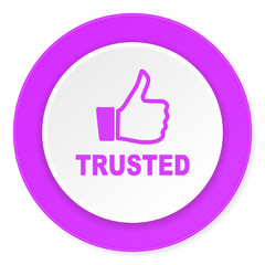 trusted violet pink circle 3d modern flat design icon on white background