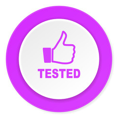 tested violet pink circle 3d modern flat design icon on white background