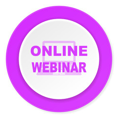 online webinar violet pink circle 3d modern flat design icon on white background