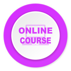 online course violet pink circle 3d modern flat design icon on white background