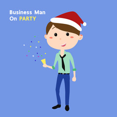 Office man with red hat Cartoon Character Vector