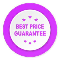 best price guarantee violet pink circle 3d modern flat design icon on white background