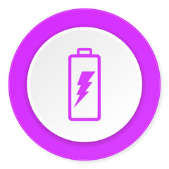 battery violet pink circle 3d modern flat design icon on white background