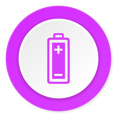 Fototapeta premium battery violet pink circle 3d modern flat design icon on white background