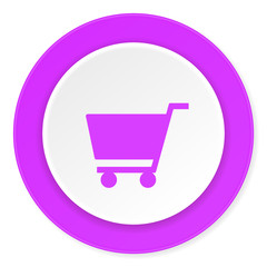 cart violet pink circle 3d modern flat design icon on white background