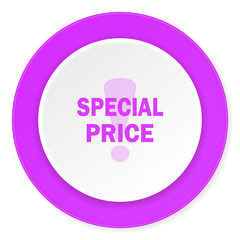 special price violet pink circle 3d modern flat design icon on white background