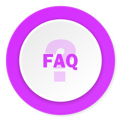 faq violet pink circle 3d modern flat design icon on white background