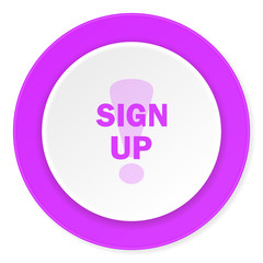 sign up violet pink circle 3d modern flat design icon on white background