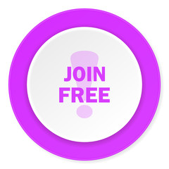 join free violet pink circle 3d modern flat design icon on white background