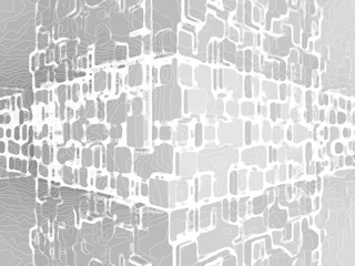 Abstract colored 3d background with quadratic geometry in the corner