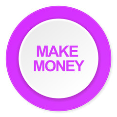 make money violet pink circle 3d modern flat design icon on white background