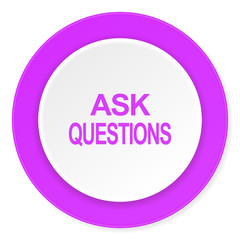 ask questions violet pink circle 3d modern flat design icon on white background
