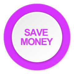 save money violet pink circle 3d modern flat design icon on white background