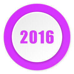 year 2016 violet pink circle 3d modern flat design icon on white background