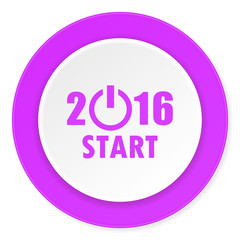 year 2016 violet pink circle 3d modern flat design icon on white background
