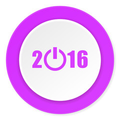 year 2016 violet pink circle 3d modern flat design icon on white background