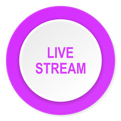 live stream violet pink circle 3d modern flat design icon on white background