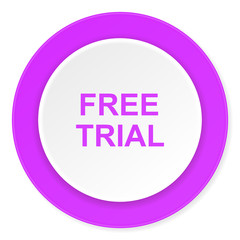 free trial violet pink circle 3d modern flat design icon on white background