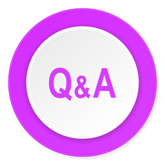 question answer violet pink circle 3d modern flat design icon on white background