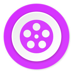 film violet pink circle 3d modern flat design icon on white background