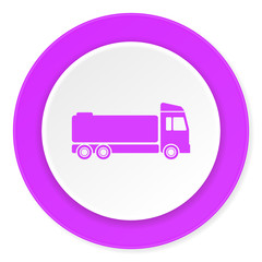 truck violet pink circle 3d modern flat design icon on white background