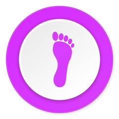 foot violet pink circle 3d modern flat design icon on white background