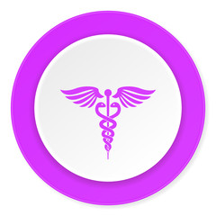 emergency violet pink circle 3d modern flat design icon on white background