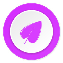 leaf violet pink circle 3d modern flat design icon on white background