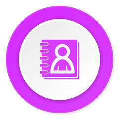 address book violet pink circle 3d modern flat design icon on white background