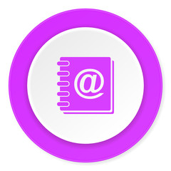 address book violet pink circle 3d modern flat design icon on white background