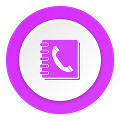 phonebook violet pink circle 3d modern flat design icon on white background