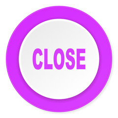 close violet pink circle 3d modern flat design icon on white background