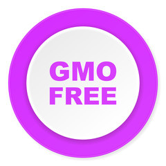 gmo free violet pink circle 3d modern flat design icon on white background