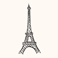 Fototapeta na wymiar Hand-drawn Eiffel tower