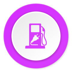 fuel violet pink circle 3d modern flat design icon on white background
