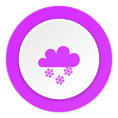 snowing violet pink circle 3d modern flat design icon on white background