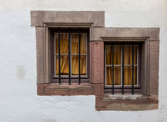 Fototapeta na wymiar Europe style window on the old wall