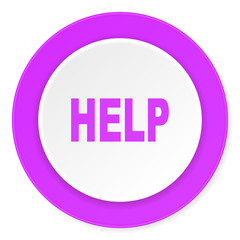 help violet pink circle 3d modern flat design icon on white background