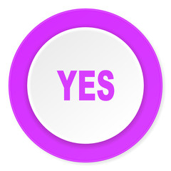 yes violet pink circle 3d modern flat design icon on white background