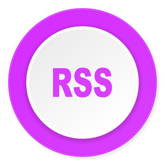 rss violet pink circle 3d modern flat design icon on white background