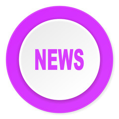 news violet pink circle 3d modern flat design icon on white background