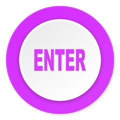 enter violet pink circle 3d modern flat design icon on white background