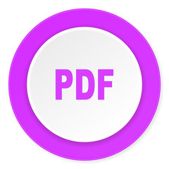 pdf violet pink circle 3d modern flat design icon on white background