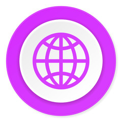 earth violet pink circle 3d modern flat design icon on white background