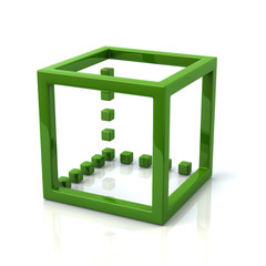 3d illustration of green cube